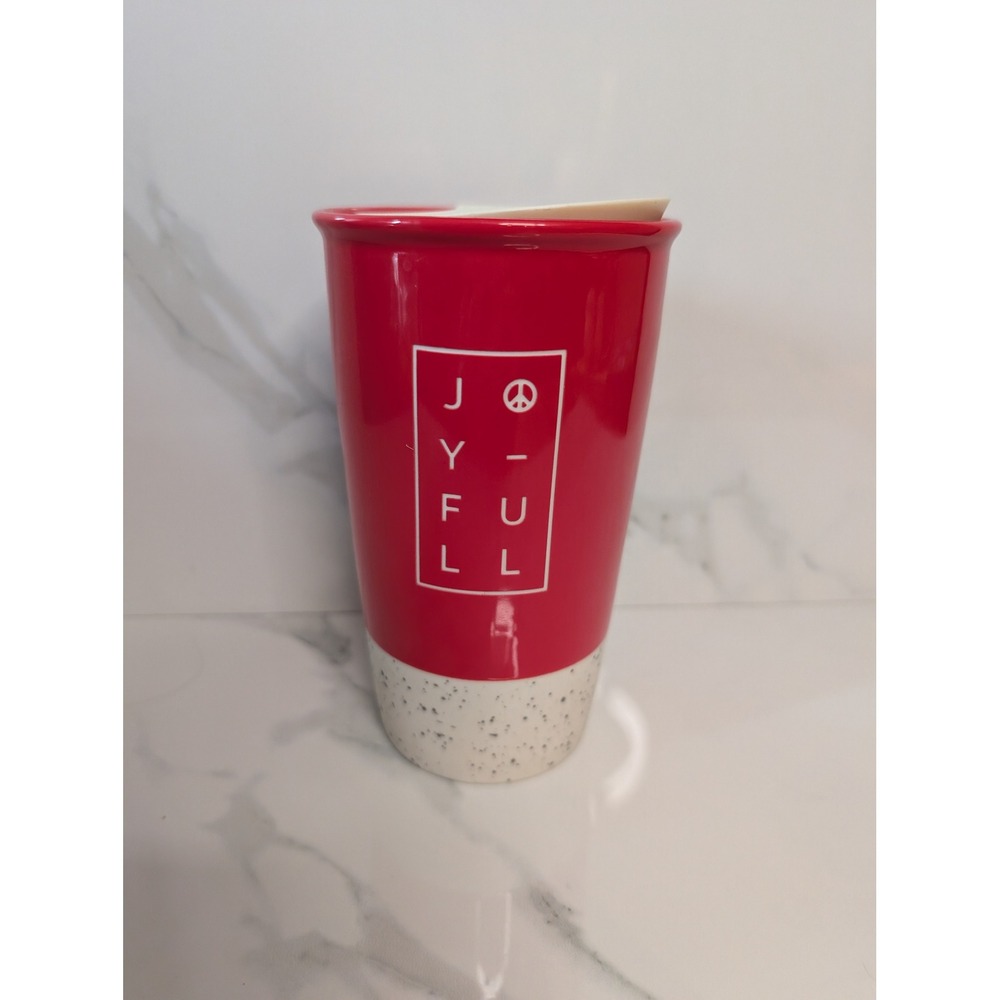Starbucks 2017 Holiday Joyful Red Ceramic‎ Travel Tumbler Mug with Lid 12oz